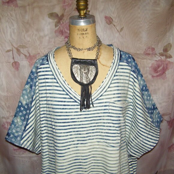 ONE of a KIND! Unique Statement Necklace Vintage Elephant Head Metal and Leather - Picture 2 of 10